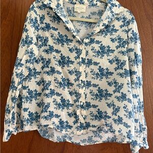 Sezane Pierro Blue Fiori Floral Shirt